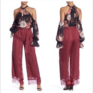 Tularosa Keeton Wide Leg Lace Hem Pants